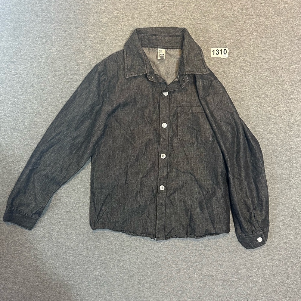 Kids Black Button Down Shirt